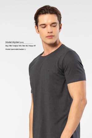 Erkek %50 Modal, %50 Pamuk Bisiklet Yaka Kısakol Yazlık T-shirt