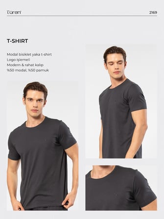 Erkek %50 Modal, %50 Pamuk Bisiklet Yaka Kısakol Yazlık T-shirt