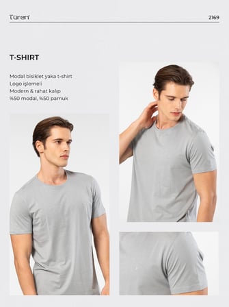 Erkek %50 Modal, %50 Pamuk Bisiklet Yaka Kısakol Yazlık T-shirt