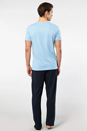 Cacharel V Yaka T-shirt ve Cepli Pijama Takım, %50 Pamuk %50 Modal