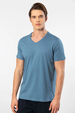 Cacharel V Yaka T-shirt ve Cepli Pijama Takım, %50 Pamuk %50 Modal