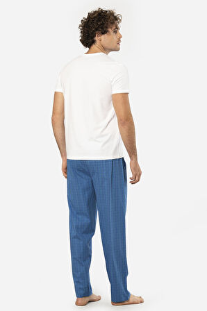 Cacharel V Yaka Kısa Kol T-shirt ve Cepli Ekoseli Alt Pijama Takım