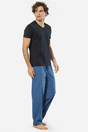 Cacharel V Yaka Kısa Kol T-shirt ve Cepli Ekoseli Alt Pijama Takım