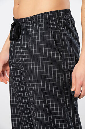 Cacharel Ekoseli Cepli Alt Pijama, %95 pamuk %5 likralı