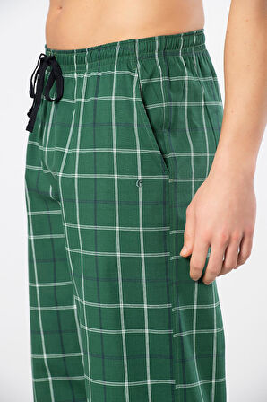 Cacharel Ekoseli Cepli Alt Pijama, %95 pamuk %5 likralı