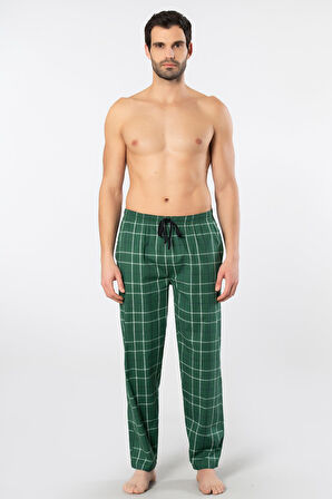 Cacharel Ekoseli Cepli Alt Pijama, %95 pamuk %5 likralı