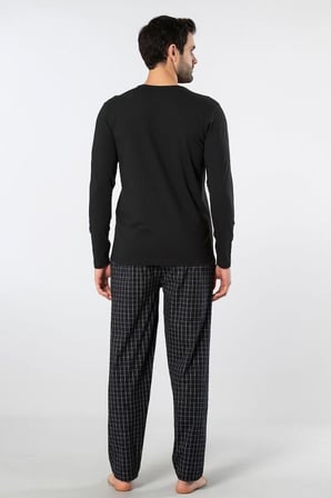 Cacharel Erkek Pijama Takım, Üst Penye Alt Poplin Kumaş, %95 Pamuk, %5 Elastan