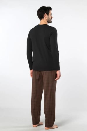 Cacharel Erkek Pijama Takım, Üst Penye Alt Poplin Kumaş, %95 Pamuk, %5 Elastan