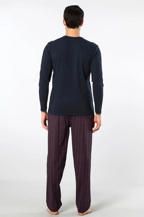 Cacharel Erkek Pijama Takım, Üst Penye Alt Poplin Kumaş, %95 Pamuk, %5 Elastan