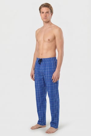 Erkek Ekoseli Dokuma Pijama Tek Alt, %95 Pamuk, %5 Elastan