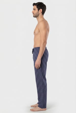 Erkek Ekoseli Dokuma Pijama Tek Alt, %95 Pamuk, %5 Elastan