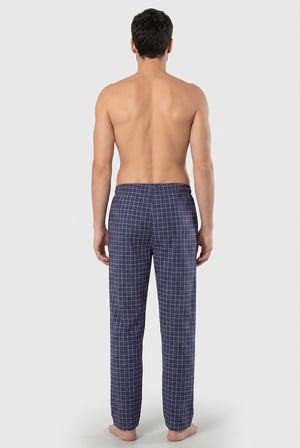 Erkek Ekoseli Dokuma Pijama Tek Alt, %95 Pamuk, %5 Elastan