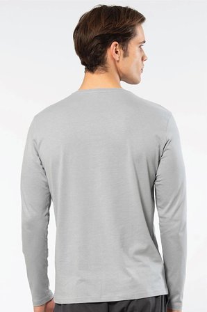 Cacharel Erkek %50 Modal, %50 Pamuk Bisiklet Yaka Uzunkol T-shirt