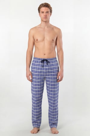 Erkek Ekoseli Dokuma Pijama Tek Alt, %95 Pamuk, %5 Elastan