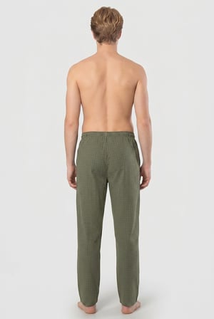Erkek Ekoseli Dokuma Pijama Tek Alt, %95 Pamuk, %5 Elastan