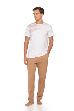 %100 Pamuk Penye Erkek Pijama Takım, Cep Detay