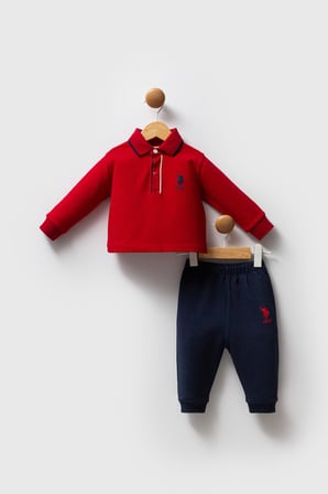 Erkek Bebek Polo Yaka Pike Kumaş Alt Üst Takım