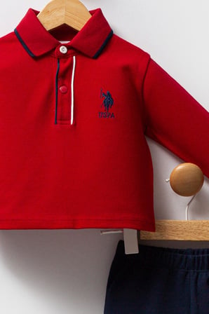 Erkek Bebek Polo Yaka Pike Kumaş Alt Üst Takım