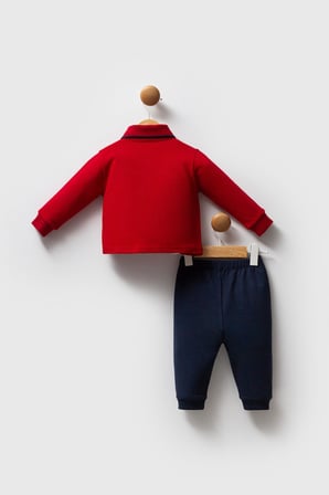 Erkek Bebek Polo Yaka Pike Kumaş Alt Üst Takım