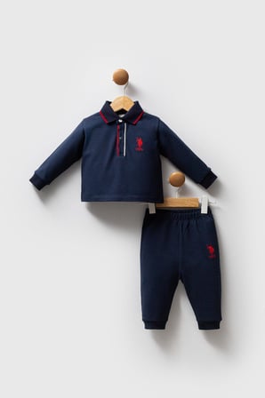 Erkek Bebek Polo Yaka Pike Kumaş Alt Üst Takım