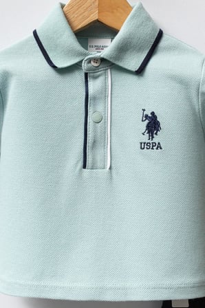 Erkek Bebek Polo Yaka Pike Kumaş Alt Üst Takım