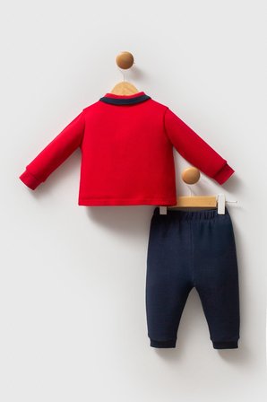 Erkek Bebek Polo Yaka Pike Kumaş Uzunkol Alt Üst Takım