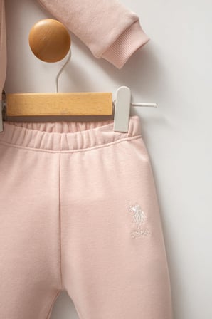 U.S. Polo Assn. Kız Bebek Pudra 3 İplik Alt Üst Takım 