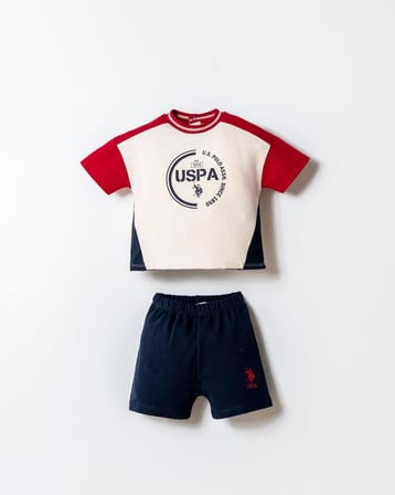 US Polo Assn. Erkek Bebek Alt Üst Takım – Kısa Kollu Tişört & Şort Yazlık Takım 