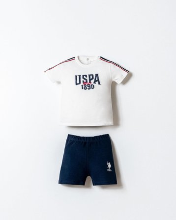 U.S. Polo Assn. Erkek Bebek Şort T-Shirt Takım %100 Pamuk Yazlık Bebek Takımı USPA Baskılı