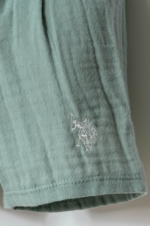 U.S. Polo Assn. Erkek Bebek Müslin Şort Gömlek Takım %100 Pamuk Yazlık Nefes Alan 2’li Kombin