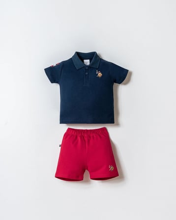 U.S. Polo Assn. Erkek Bebek Polo Yaka Pike Şort T-Shirt Takım 