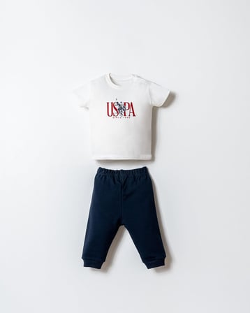 U.S. Polo Assn. Erkek Bebek 3’lü Takım Kapüşonlu Fermuarlı Sweatshirt T-Shirt Pantolon