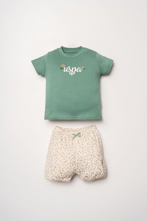 US Polo Assn. Kız Bebek Alt Üst Takım %100 Pamuk Süprem Penye Yazlık Set