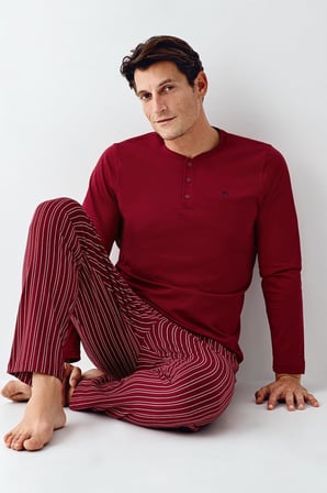Arnetta Uzunkol Kuutulu Erkek Pijama Takım, %100 Pamuk, Büyük Beden Erkek Pijama Takım