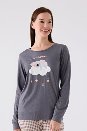 Koyu Gri Anne Kız Pijama Takım, (her yaş grubu farklı fiyatlarda)