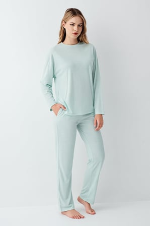 Kadın Düz Renk Pijama Takım, %50 modal %50 pamuk