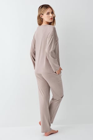 Kadın Düz Renk Pijama Takım, %50 modal %50 pamuk