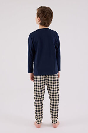 Baba Oğul Kareli Lacivert Pijama Takım Kombin, Erkek ve Çocuk Pijamalar Ayrı Ayrı Fiyatlandırılır