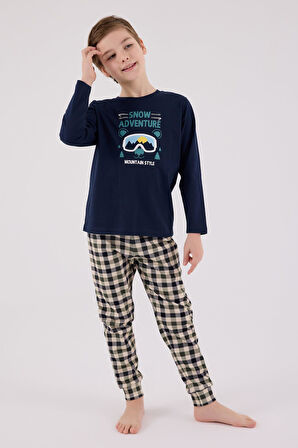 Baba Oğul Kareli Lacivert Pijama Takım Kombin, Erkek ve Çocuk Pijamalar Ayrı Ayrı Fiyatlandırılır