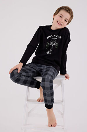 Baba Oğul Kareli Siyah Pijama Takım Kombin, Erkek ve Çocuk Pijamalar Ayrı Ayrı Fiyatlandırılır