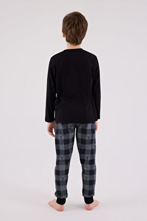 Baba Oğul Kareli Siyah Pijama Takım Kombin, Erkek ve Çocuk Pijamalar Ayrı Ayrı Fiyatlandırılır