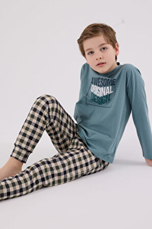 Baba Oğul Yeşil Pijama Takım Kombin, Erkek ve Çocuk Pijamalar Ayrı Ayrı Fiyatlandırılır