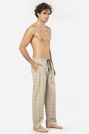 Ekoseli Erkek Tek Alt Pijama, Cep Detaylıdır, %95 pamuk %5 Likralı