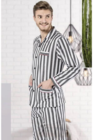 Gaffur Pijama, Çizgili Pijama, %100 Pamuk, Poplin Dokuma