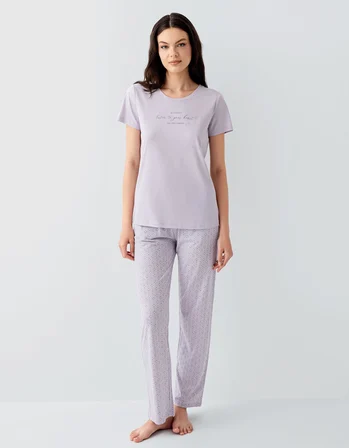 Kadın Pijama Takımı %50 Pamuk %50 Modal – Yumuşak Dokulu, Nefes Alan, Günlük Rahat Pijama Takım