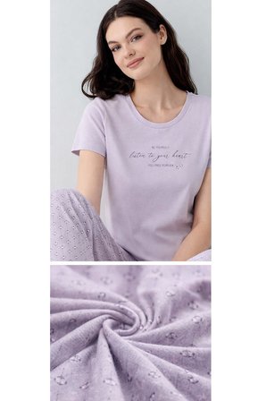 Kadın Pijama Takımı %50 Pamuk %50 Modal – Yumuşak Dokulu, Nefes Alan, Günlük Rahat Pijama Takım