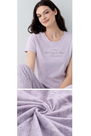Kadın Pijama Takımı %50 Pamuk %50 Modal – Yumuşak Dokulu, Nefes Alan, Günlük Rahat Pijama Takım