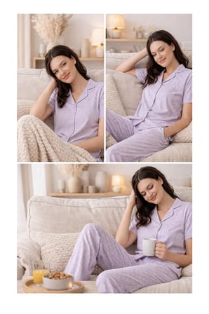 Kadın Pijama Takımı %50 Pamuk %50 Modal – Yumuşak Dokulu, Nefes Alan, Günlük Rahat Pijama Takım
