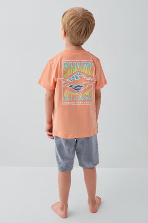 Erkek & Çocuk Pijamaları Ayrı Ayrı Satılır | %100 Pamuk Baba Oğul Yazlık Pijama Takımı Kombin – Shark Attack Baskılı