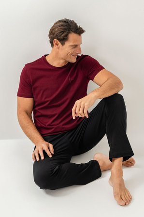 Erkek Pijama Takımı %100 Pamuk – Kısa Kollu Üst & Cepli Uzun Alt Rahat Ev Giyimi